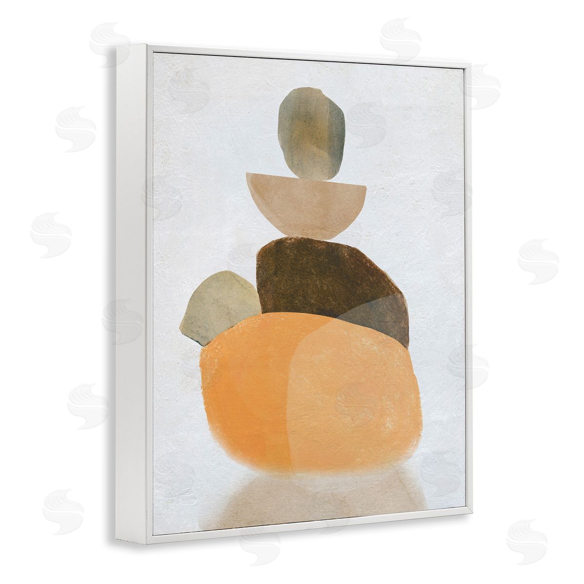 Stacked Rocks Neutral Tones White Frame Print Wall Art, Home Decor by Carol Robinson