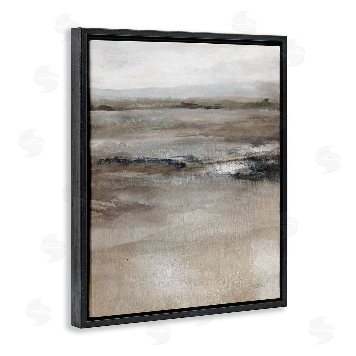 Brown Desert Abstraction Black Floating Frame Canvas Wall Art, Home Decor by Carol Robinson