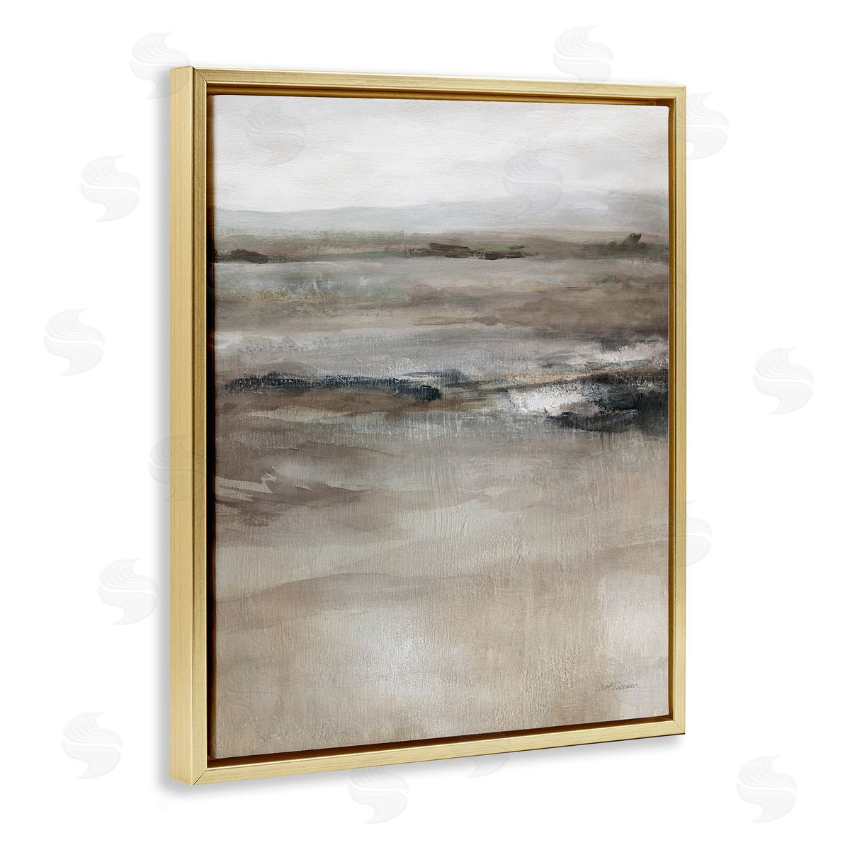 Brown Desert Abstraction Gold Floating Frame Canvas Wall Art, Home Decor by Carol Robinson