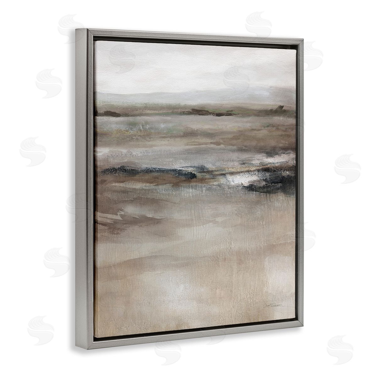 Brown Desert Abstraction Grey Floating Frame Canvas Wall Art, Home Decor by Carol Robinson