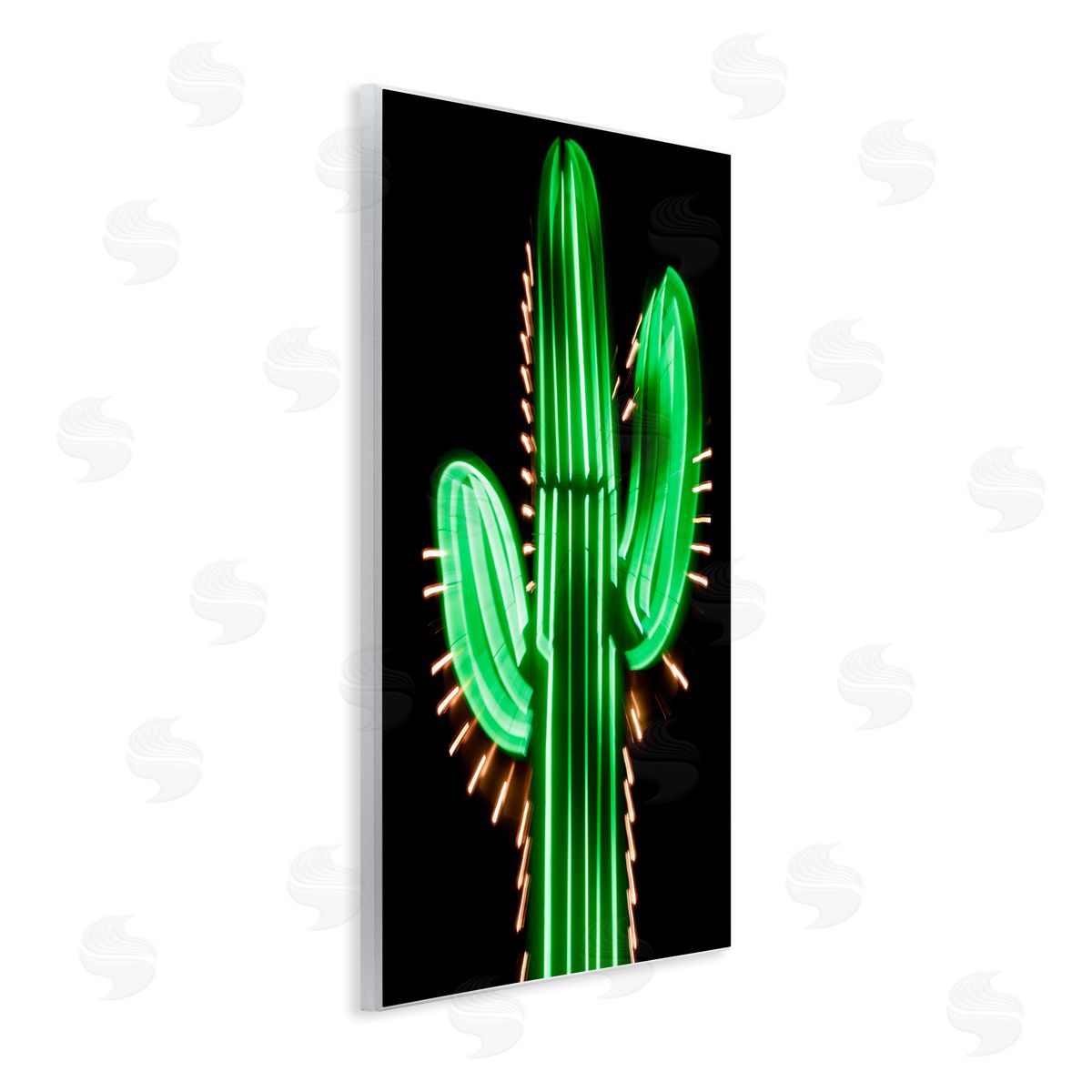 Neon Lights Cactus Wood Plaque Wall Art, Home Decor by Danita Delimont