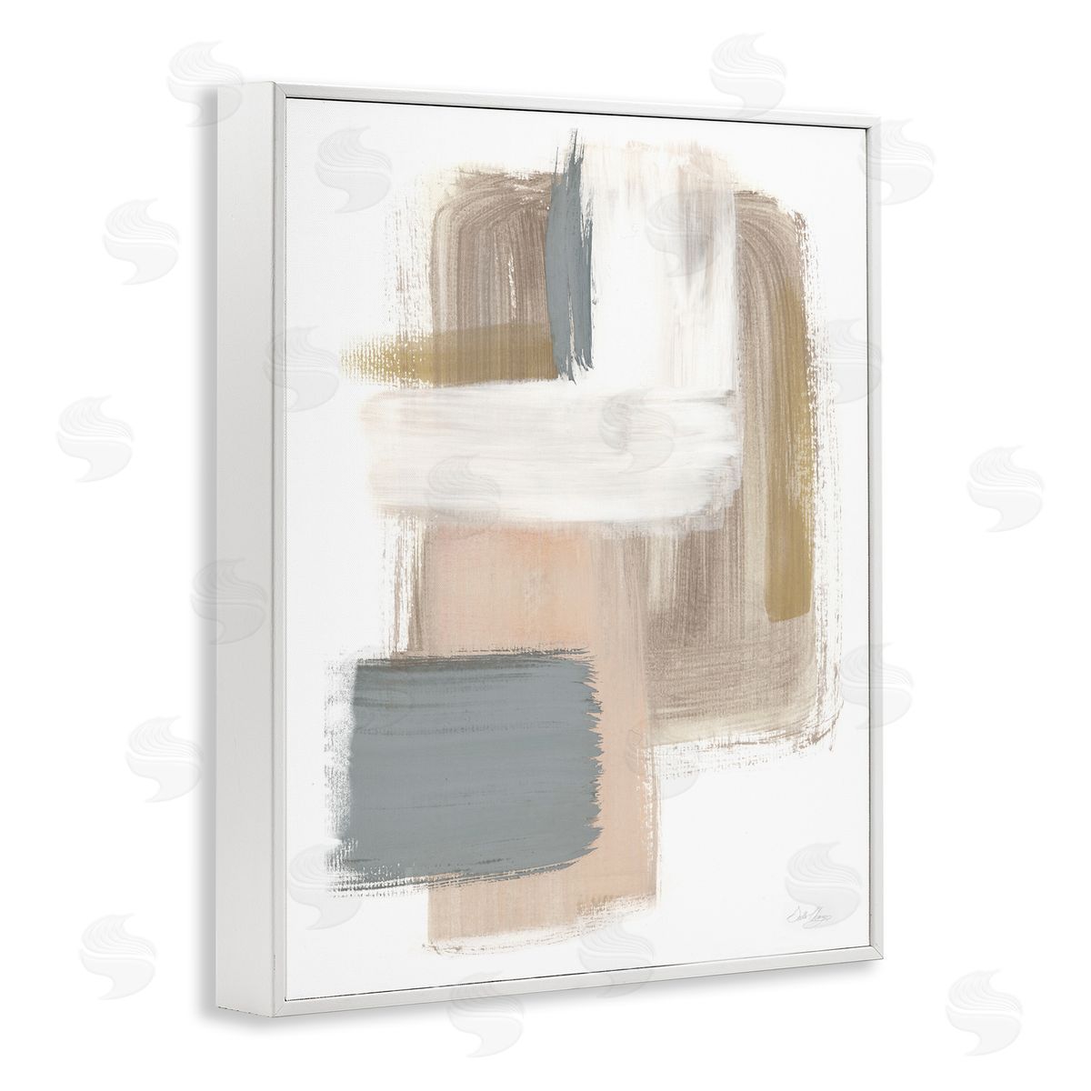 Neutral Paint Strokes White Frame Print Wall Art, Home Decor by Stella Chang