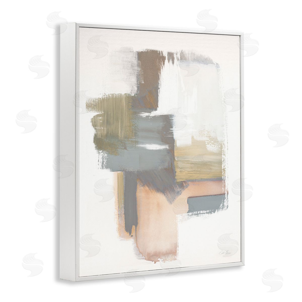 Distorted Paint Strokes White Frame Print Wall Art, Home Decor by Stella Chang