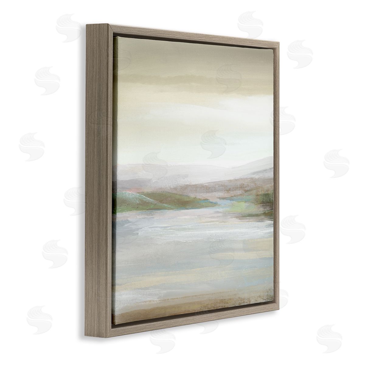 Calm Atmospheric Landscape Brown Floating Frame Canvas Wall Art, Home Decor by Nan