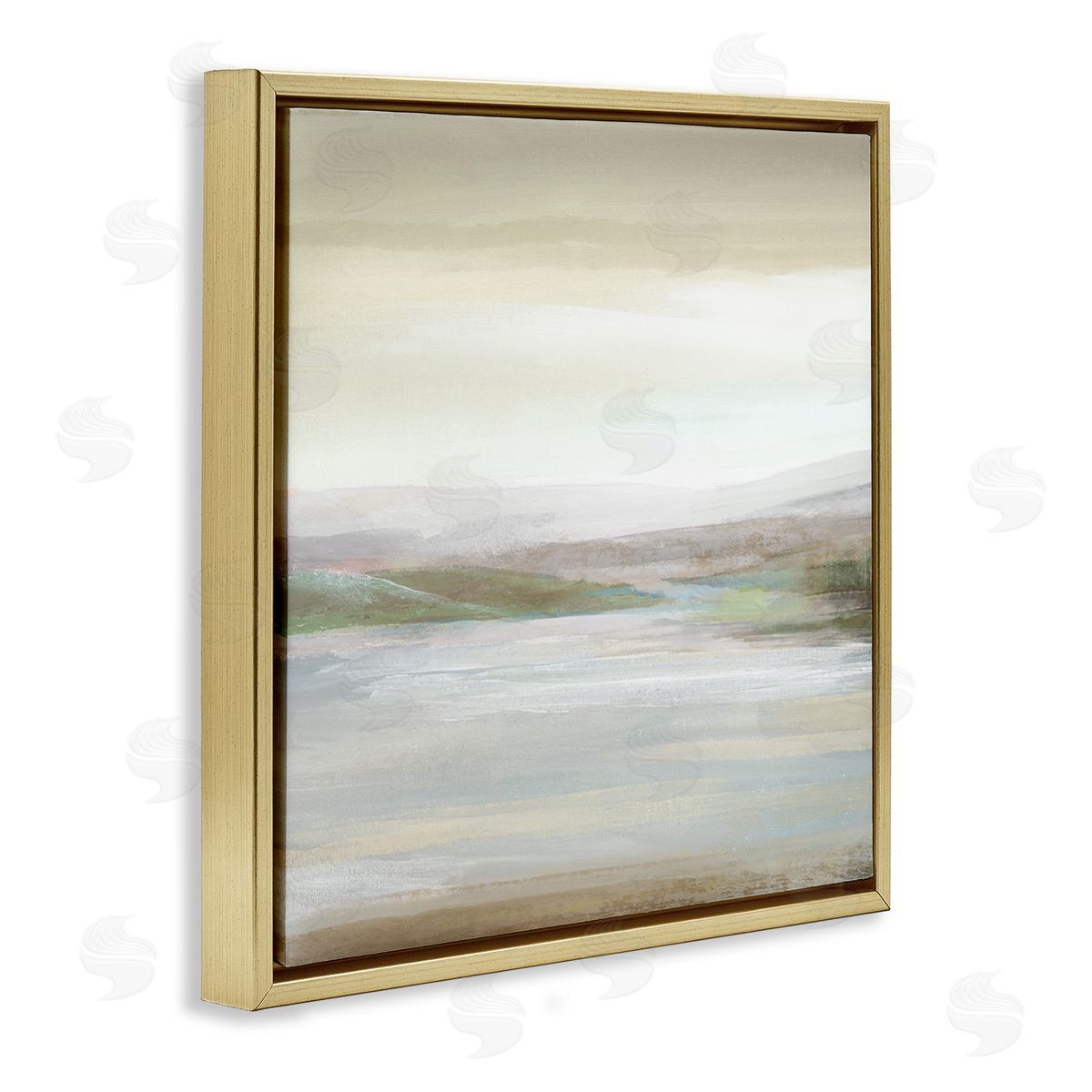 Calm Atmospheric Landscape Gold Floating Frame Canvas Wall Art, Home Decor by Nan