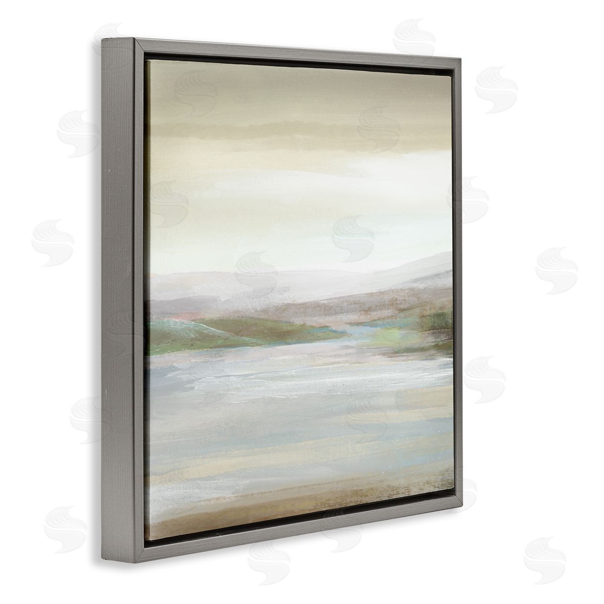 Calm Atmospheric Landscape Grey Floating Frame Canvas Wall Art, Home Decor by Nan