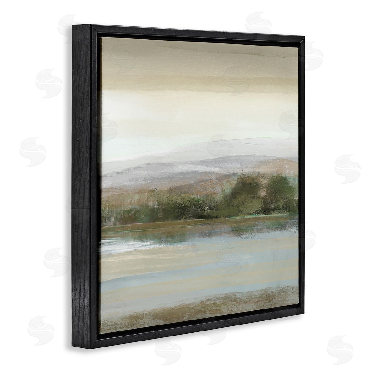 Lake View Atmosphere Black Floating Frame Canvas Wall Art, Home Decor by Nan