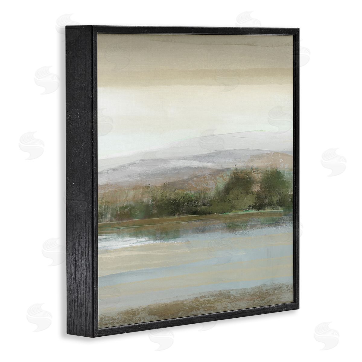 Lake View Atmosphere Black Frame Print Wall Art, Home Decor by Nan