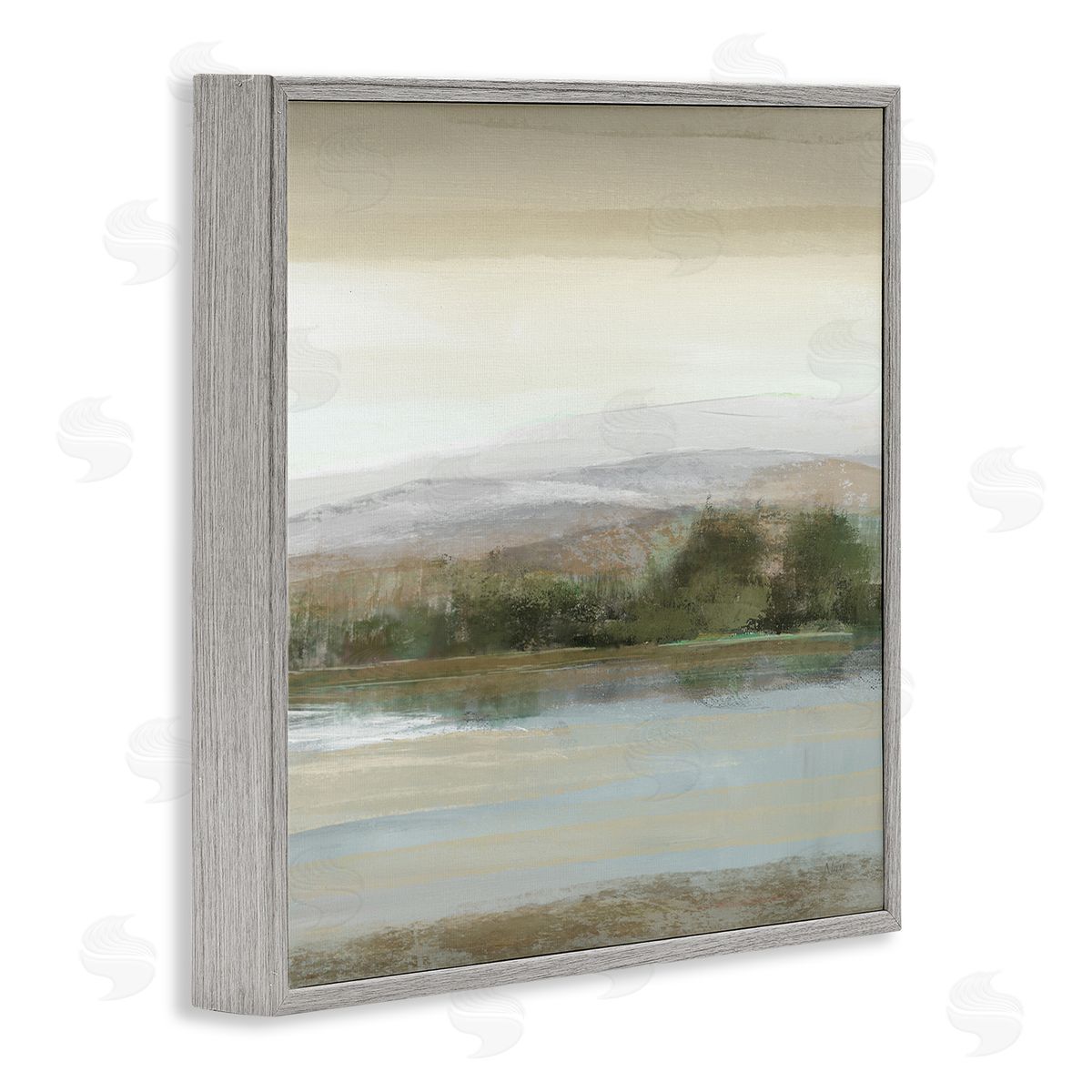 Lake View Atmosphere Grey Frame Print Wall Art, Home Decor by Nan