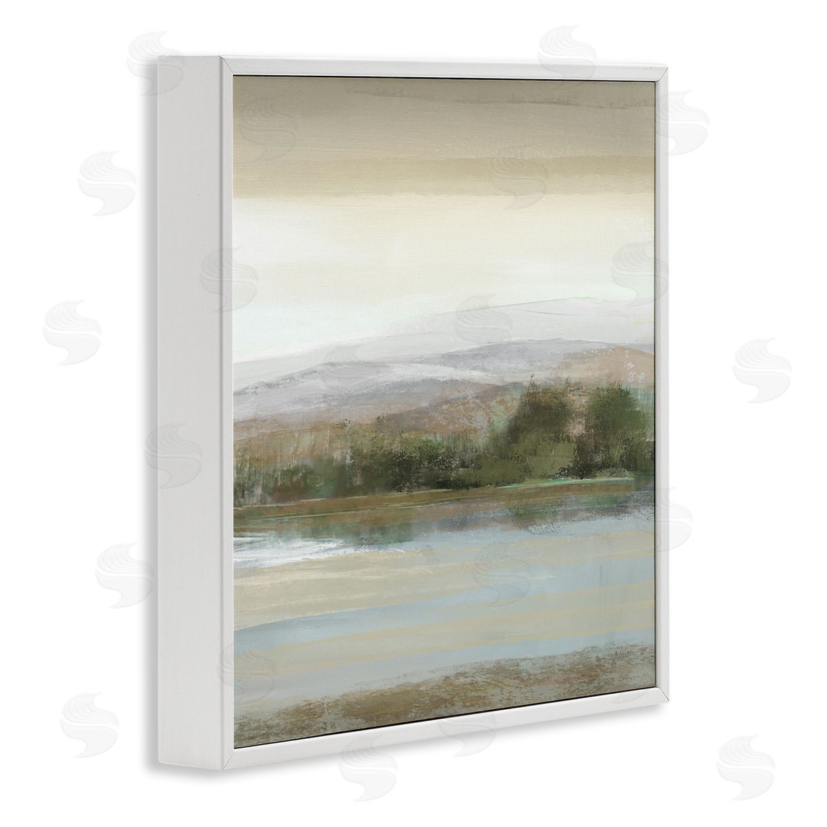 Lake View Atmosphere White Frame Print Wall Art, Home Decor by Nan