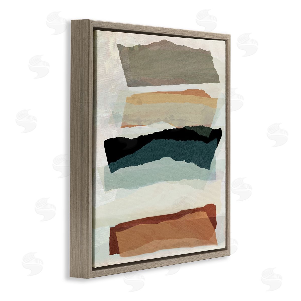 Southwestern Layered Shapes Brown Floating Frame Canvas Wall Art, Home Decor by Susan Jill