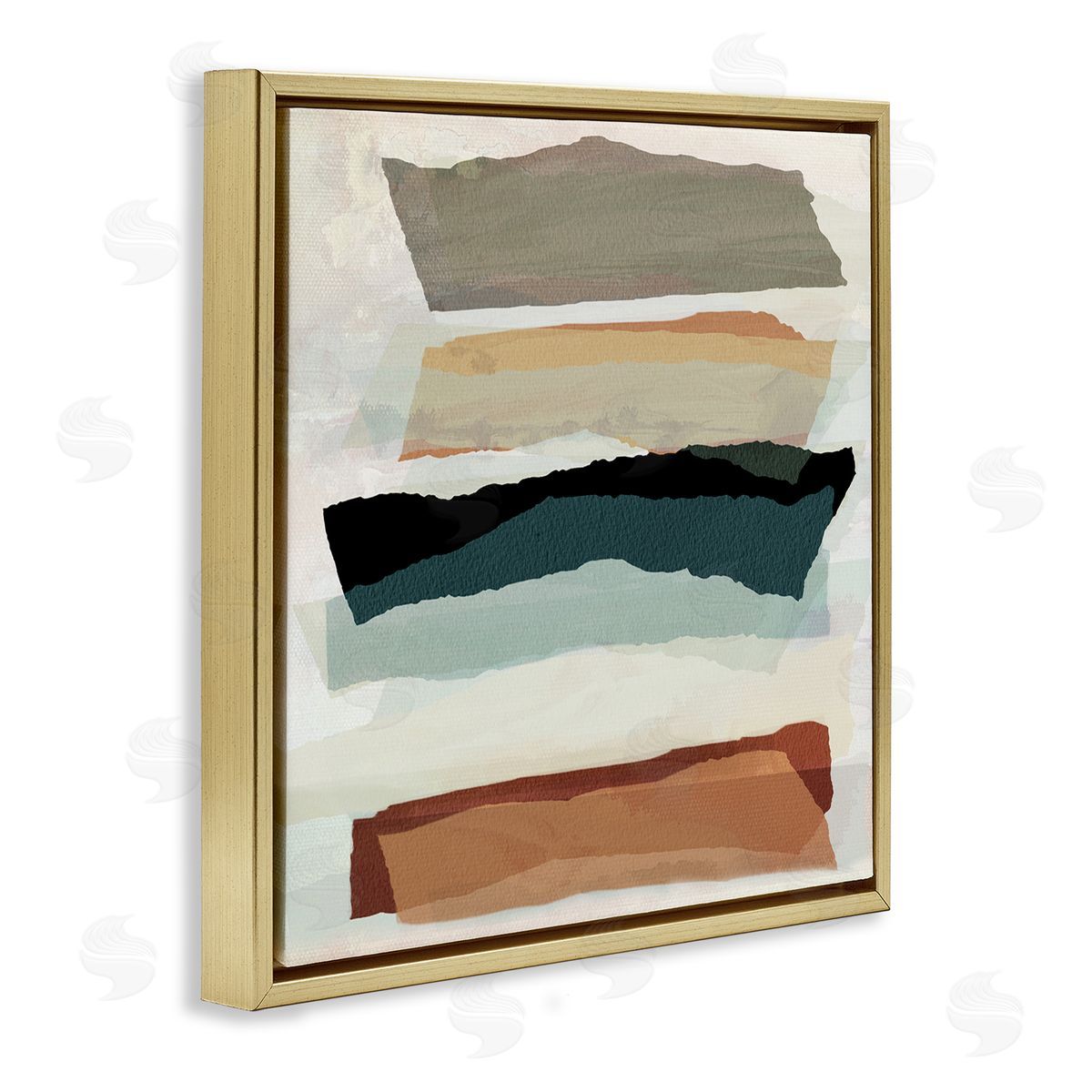 Southwestern Layered Shapes Gold Floating Frame Canvas Wall Art, Home Decor by Susan Jill