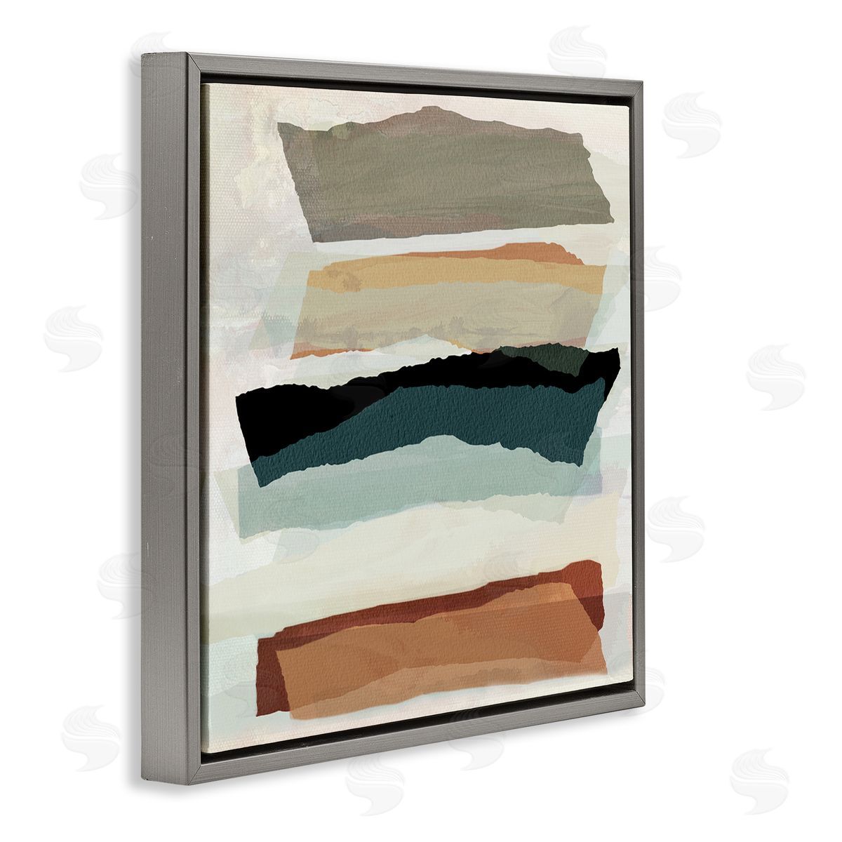 Southwestern Layered Shapes Grey Floating Frame Canvas Wall Art, Home Decor by Susan Jill