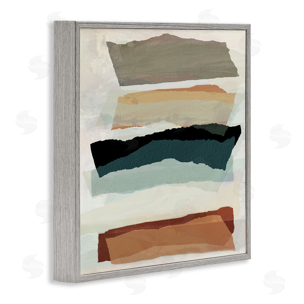 Southwestern Layered Shapes Grey Frame Print Wall Art, Home Decor by Susan Jill