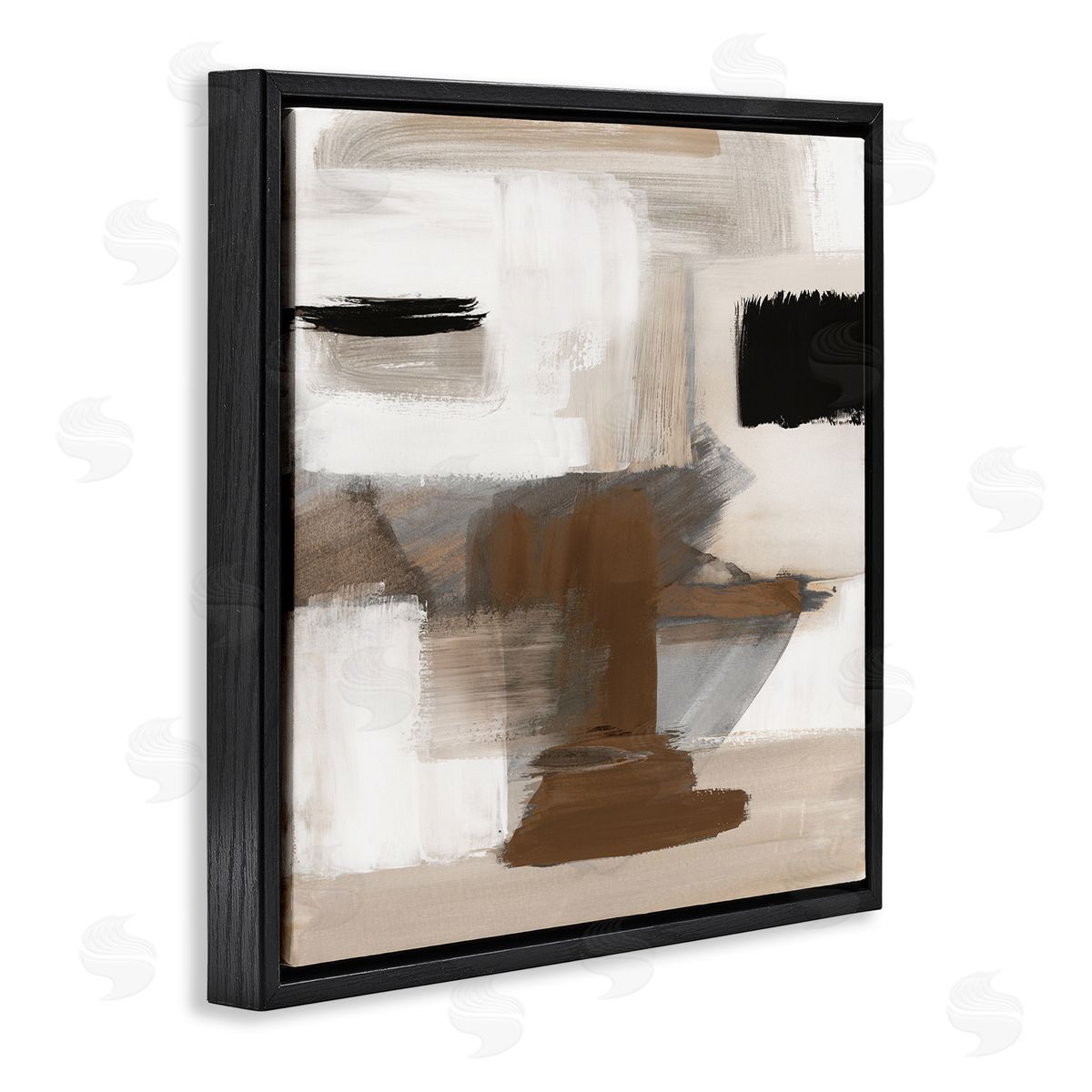Desert Impression Abstract Black Floating Frame Canvas Wall Art, Home Decor by Stella Chang
