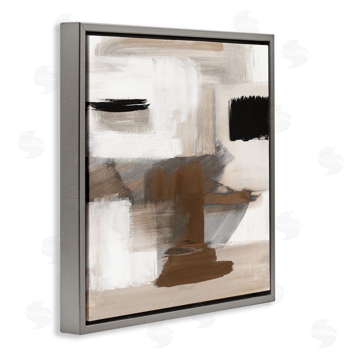 Desert Impression Abstract Grey Floating Frame Canvas Wall Art, Home Decor by Stella Chang