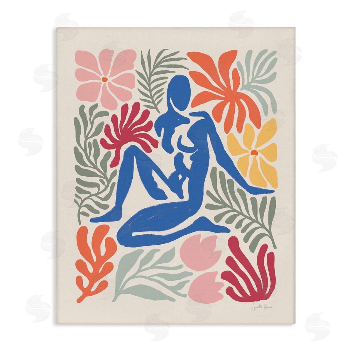 Abstract Garden with Nude Canvas Wall Art, Home Decor by Janelle Penner