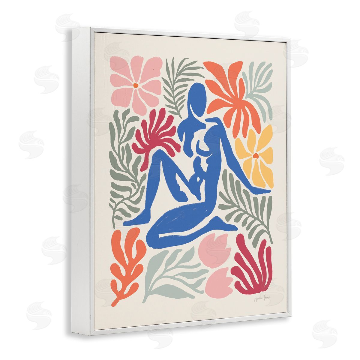 Abstract Garden with Nude White Frame Print Wall Art, Home Decor by Janelle Penner