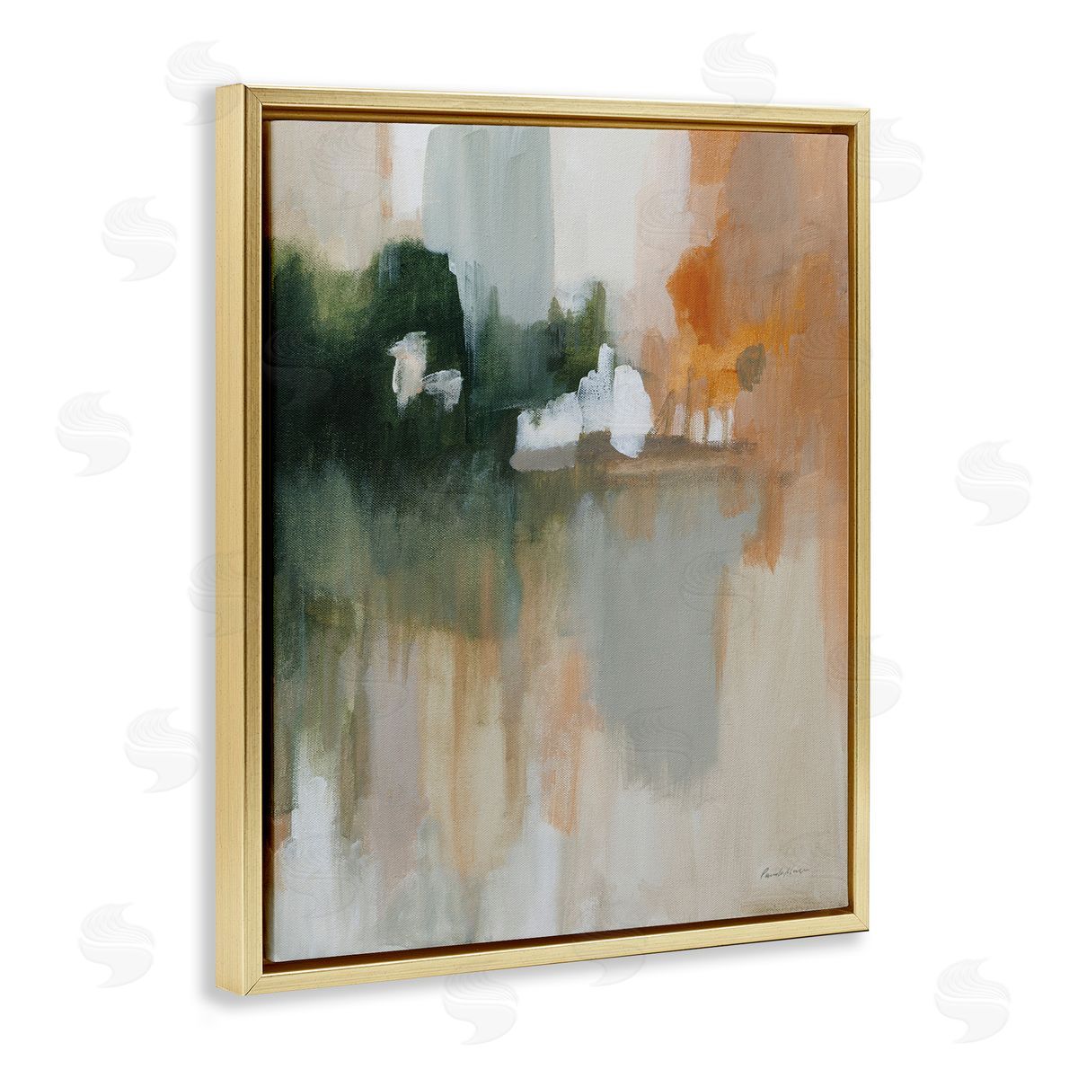 Forest Secrets Abstraction Gold Floating Frame Canvas Wall Art, Home Decor by Yvette St. Amant