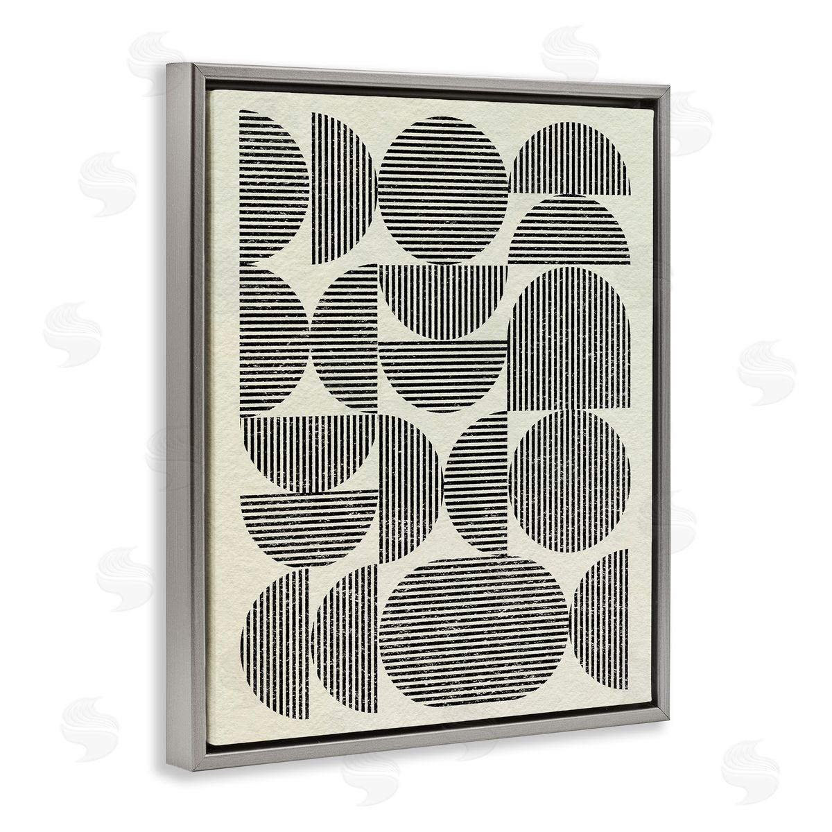 Modern Arch Shapes Grey Floating Frame Canvas Wall Art, Home Decor by Victoria Barnes