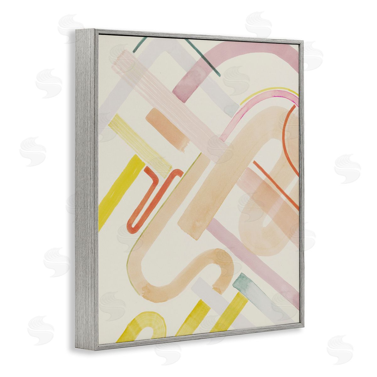 Curved Forms Collage Grey Frame Print Wall Art, Home Decor by Grace Popp