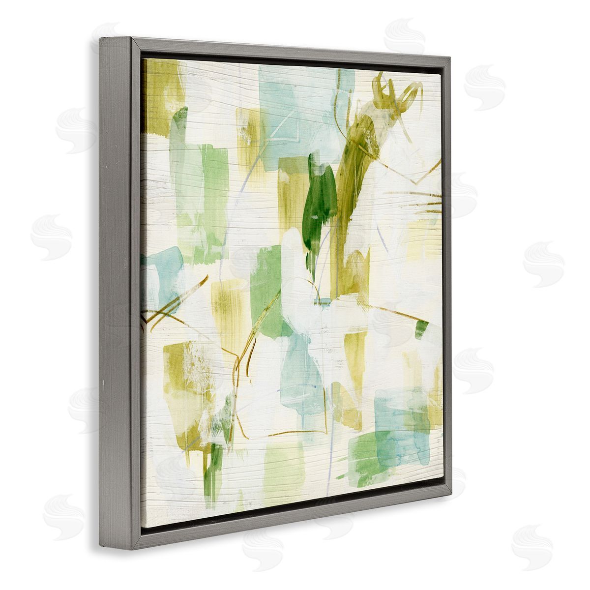 Chaotic Abstract Expression Grey Floating Frame Canvas Wall Art, Home Decor by June Erica Vess