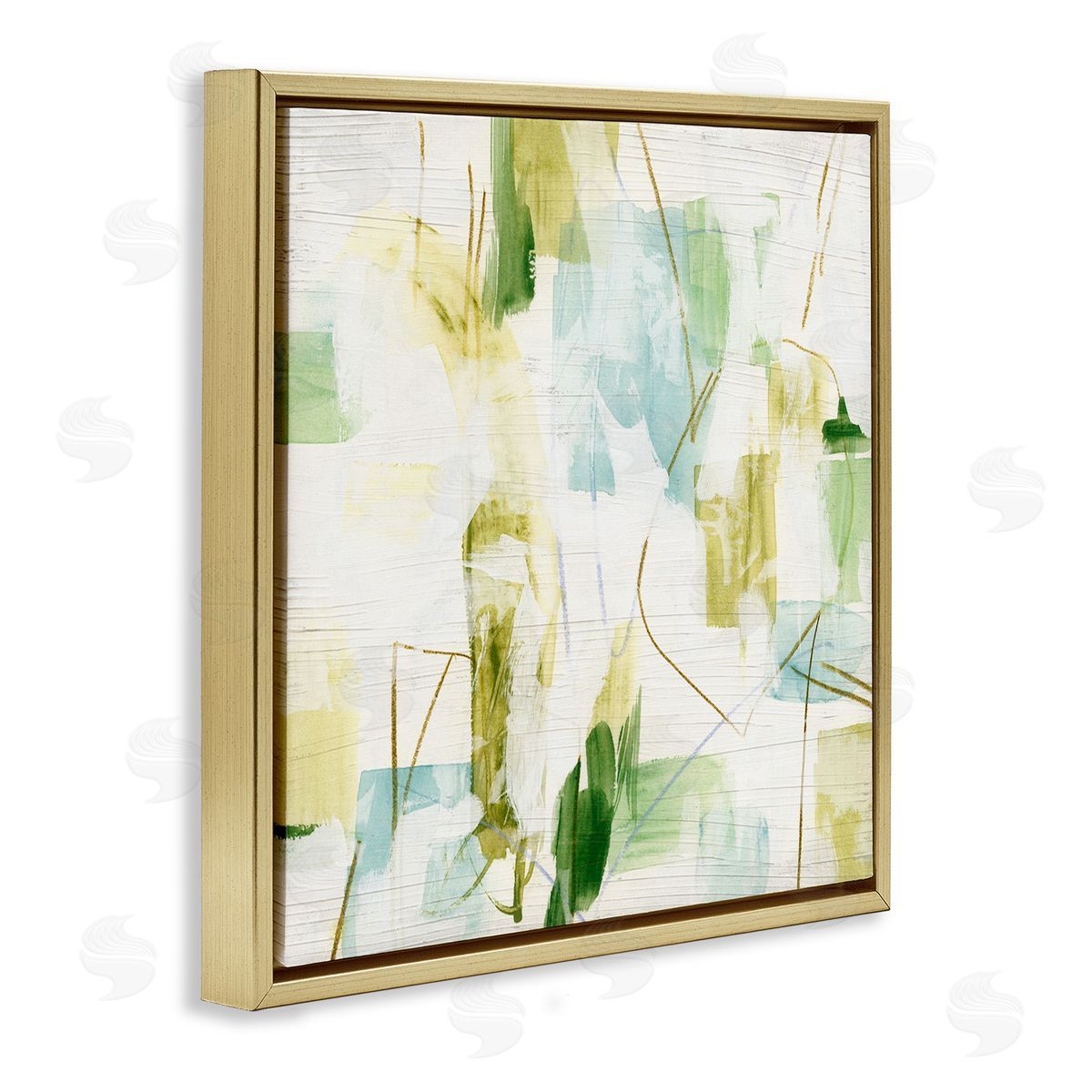 Expressive Muted Abstraction Gold Floating Frame Canvas Wall Art, Home Decor by June Erica Vess