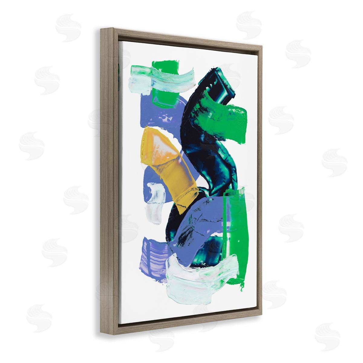 Expressive Bold Brush Strokes Brown Floating Frame Canvas Wall Art, Home Decor by Melissa Wang