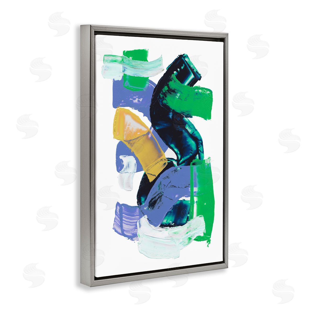 Expressive Bold Brush Strokes Grey Floating Frame Canvas Wall Art, Home Decor by Melissa Wang