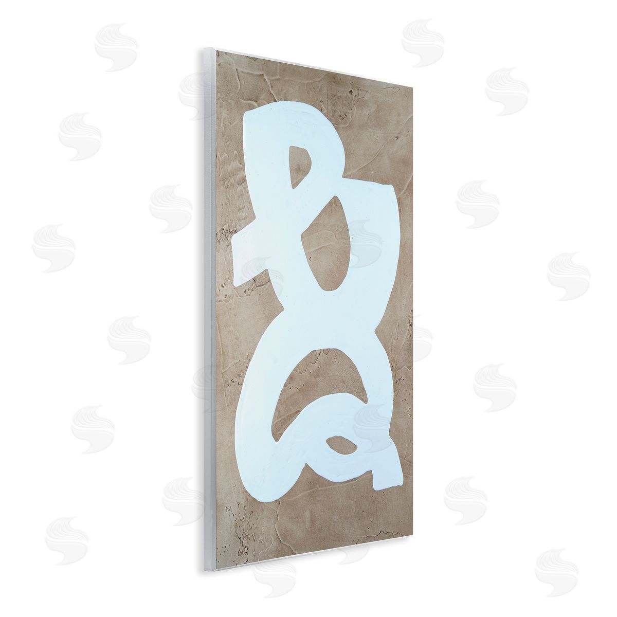 Curving Form over Beige Wood Plaque Wall Art, Home Decor by Vanna Lam