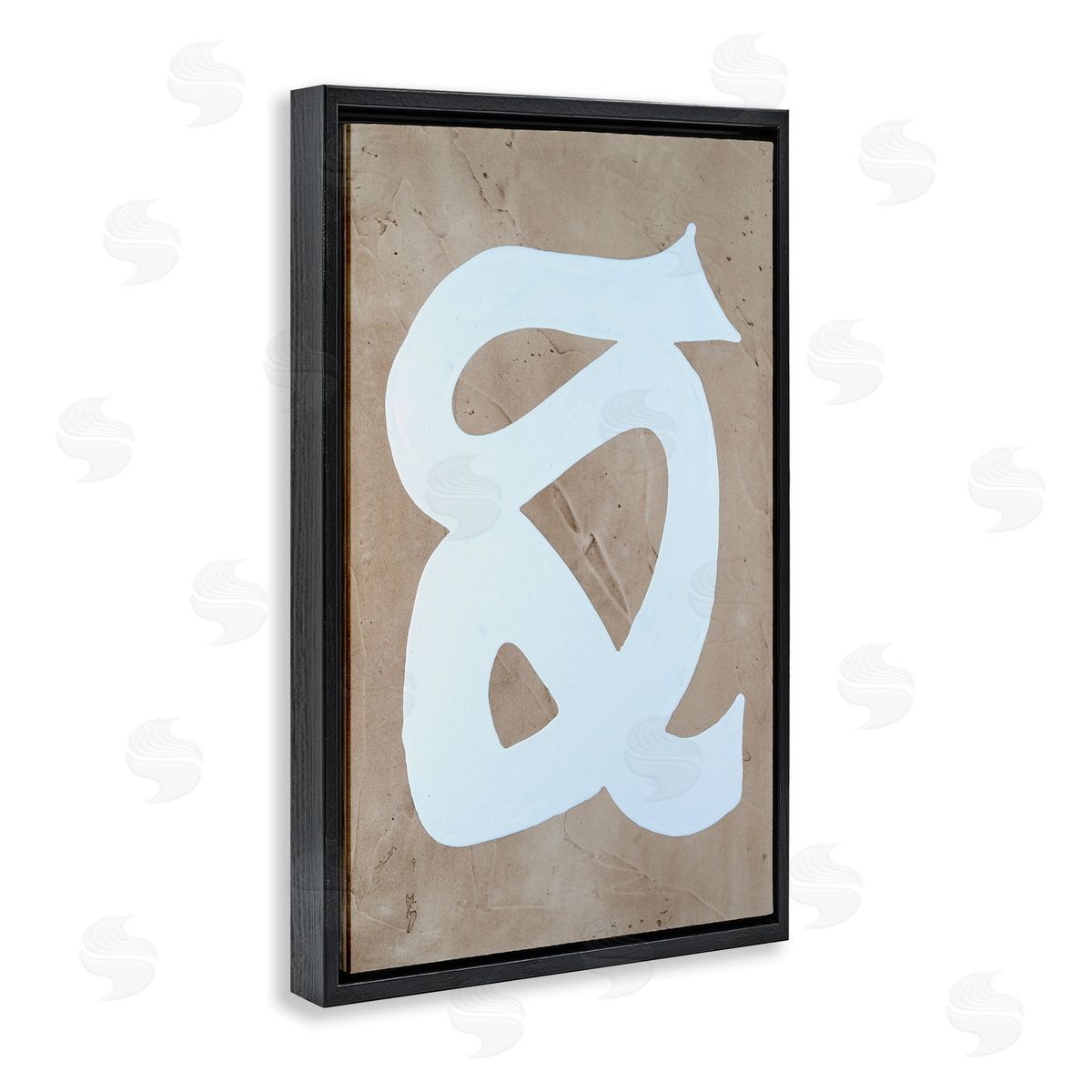 Modern Swirl on Beige Black Floating Frame Canvas Wall Art, Home Decor by Vanna Lam