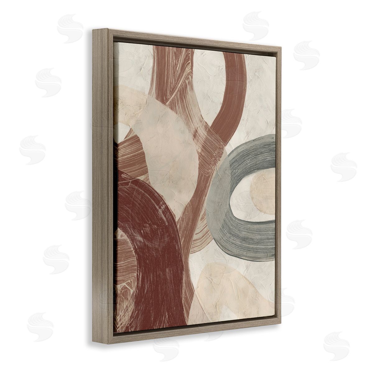 Neutral Shapes Expression Brown Floating Frame Canvas Wall Art, Home Decor by June Erica Vess