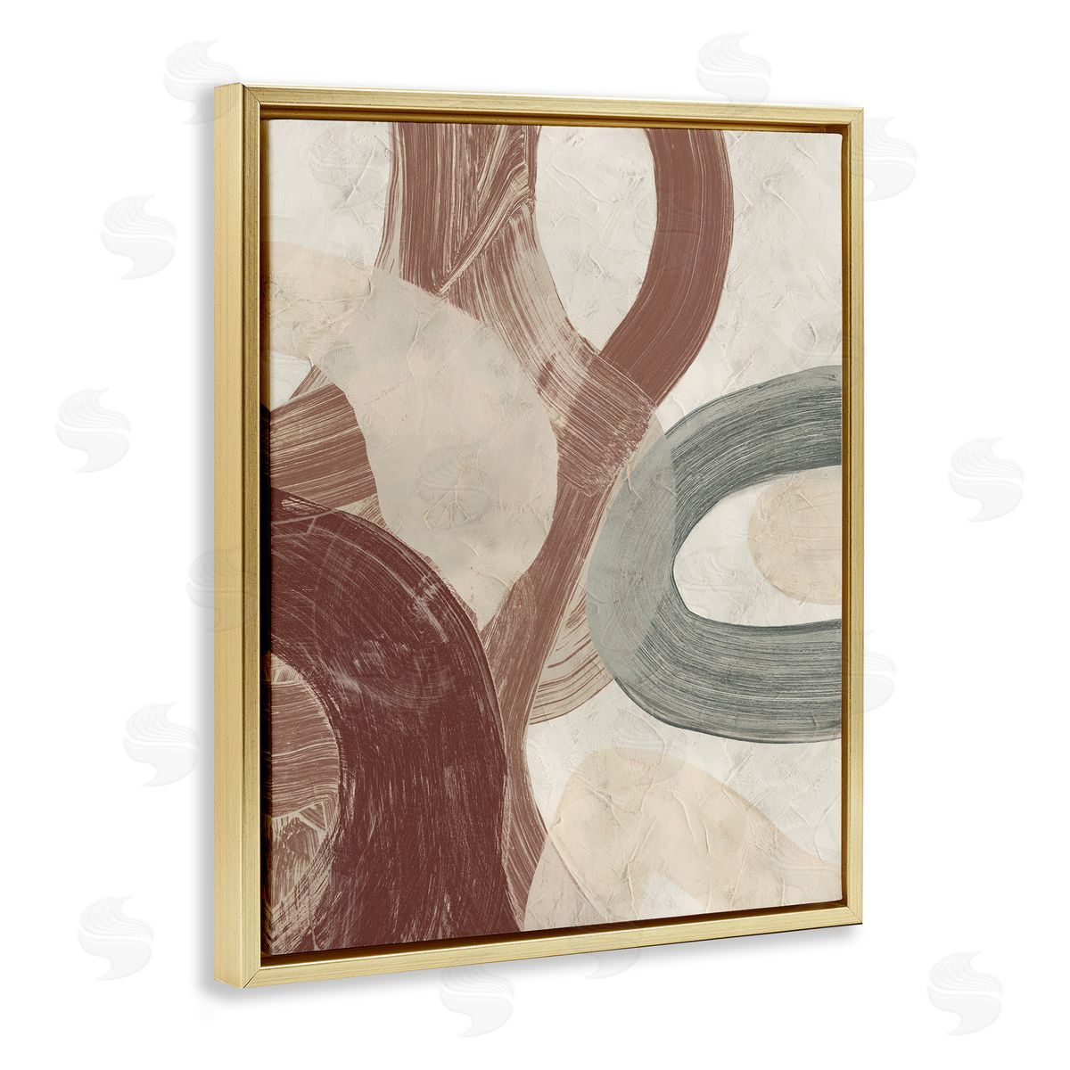 Neutral Shapes Expression Gold Floating Frame Canvas Wall Art, Home Decor by June Erica Vess