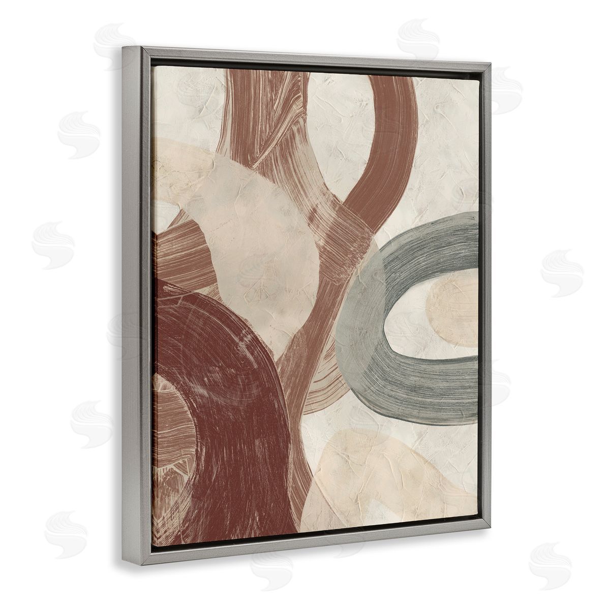 Neutral Shapes Expression Grey Floating Frame Canvas Wall Art, Home Decor by June Erica Vess