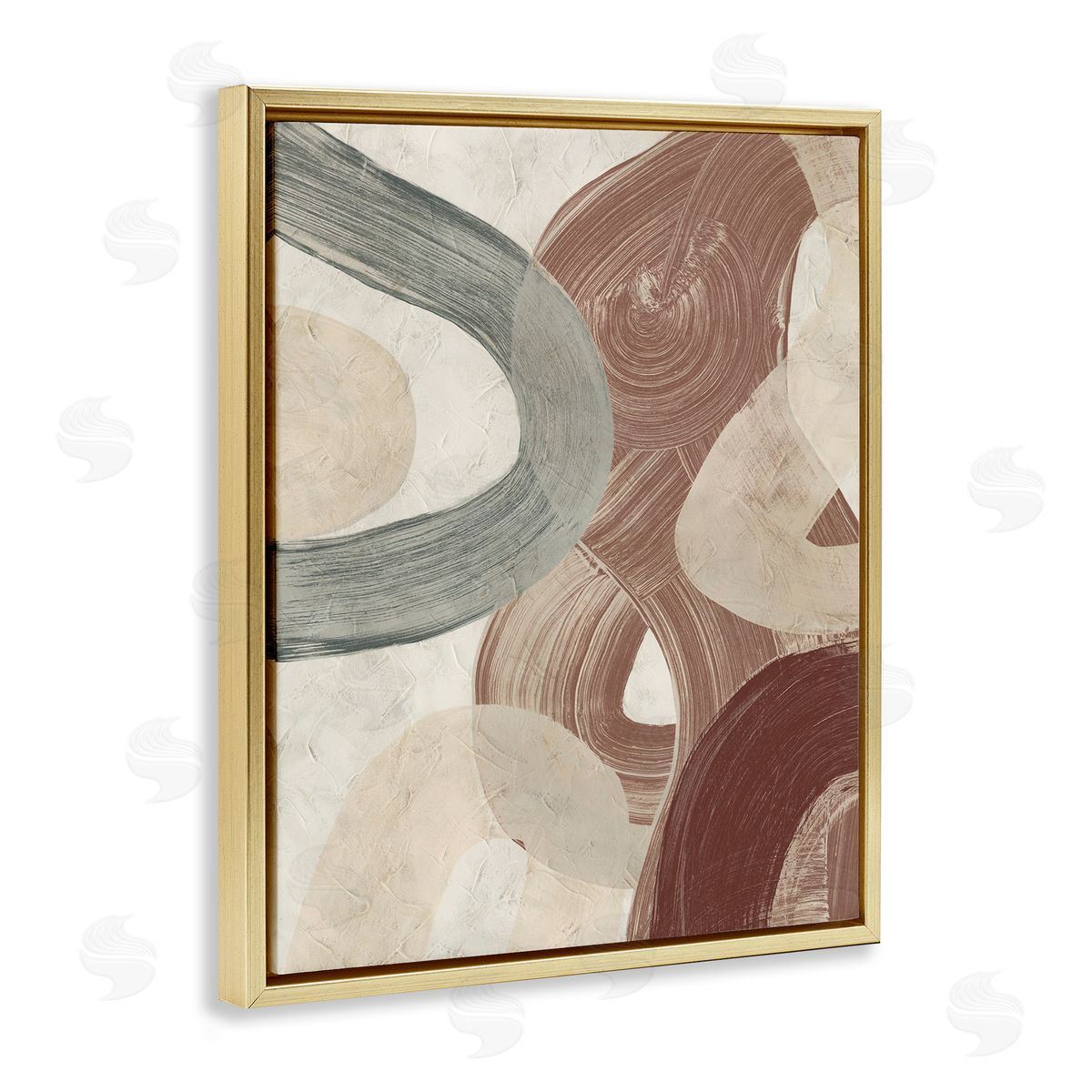 Abstract Southwestern Neutrals Gold Floating Frame Canvas Wall Art, Home Decor by June Erica Vess