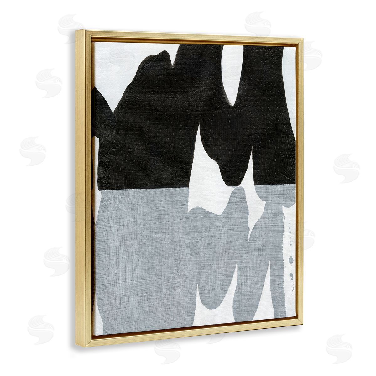 Black Organic Form Gold Floating Frame Canvas Wall Art, Home Decor by Jodi Fuchs