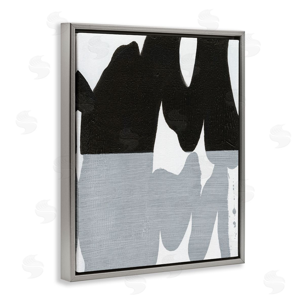 Black Organic Form Grey Floating Frame Canvas Wall Art, Home Decor by Jodi Fuchs