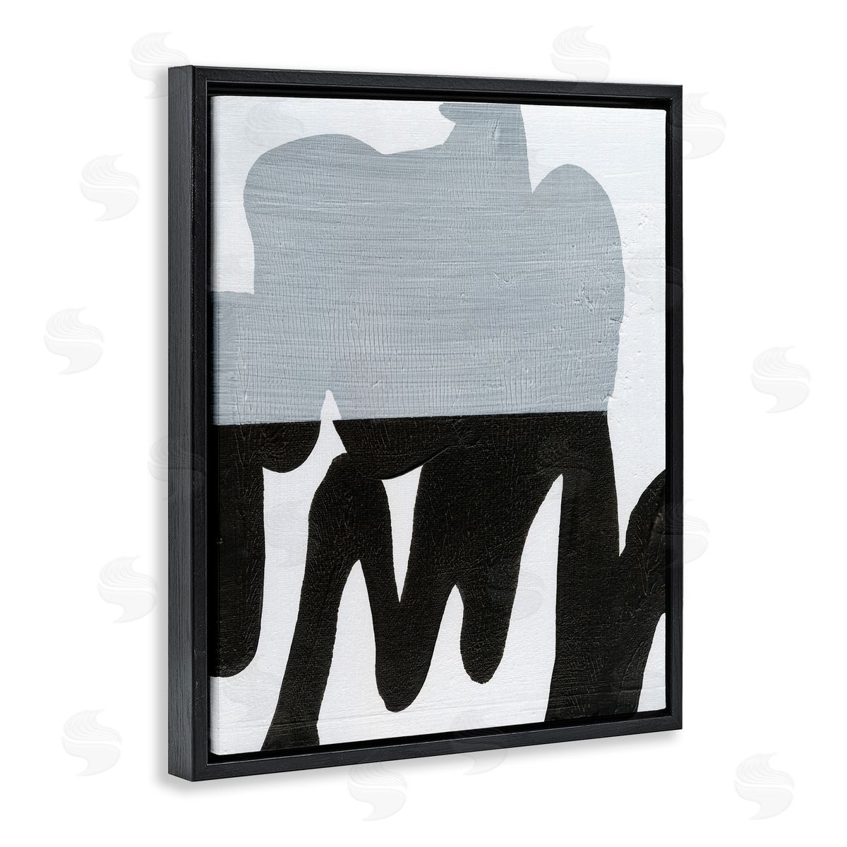 Opaque Black and Grey Form Black Floating Frame Canvas Wall Art, Home Decor by Jodi Fuchs