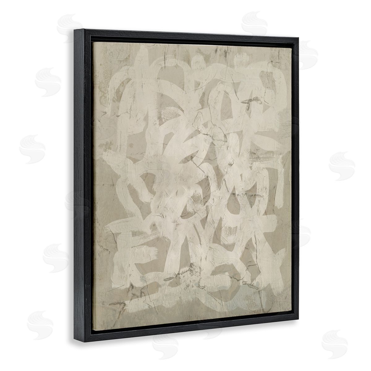 Neutral Chaotic Pattern Black Floating Frame Canvas Wall Art, Home Decor by June Erica Vess