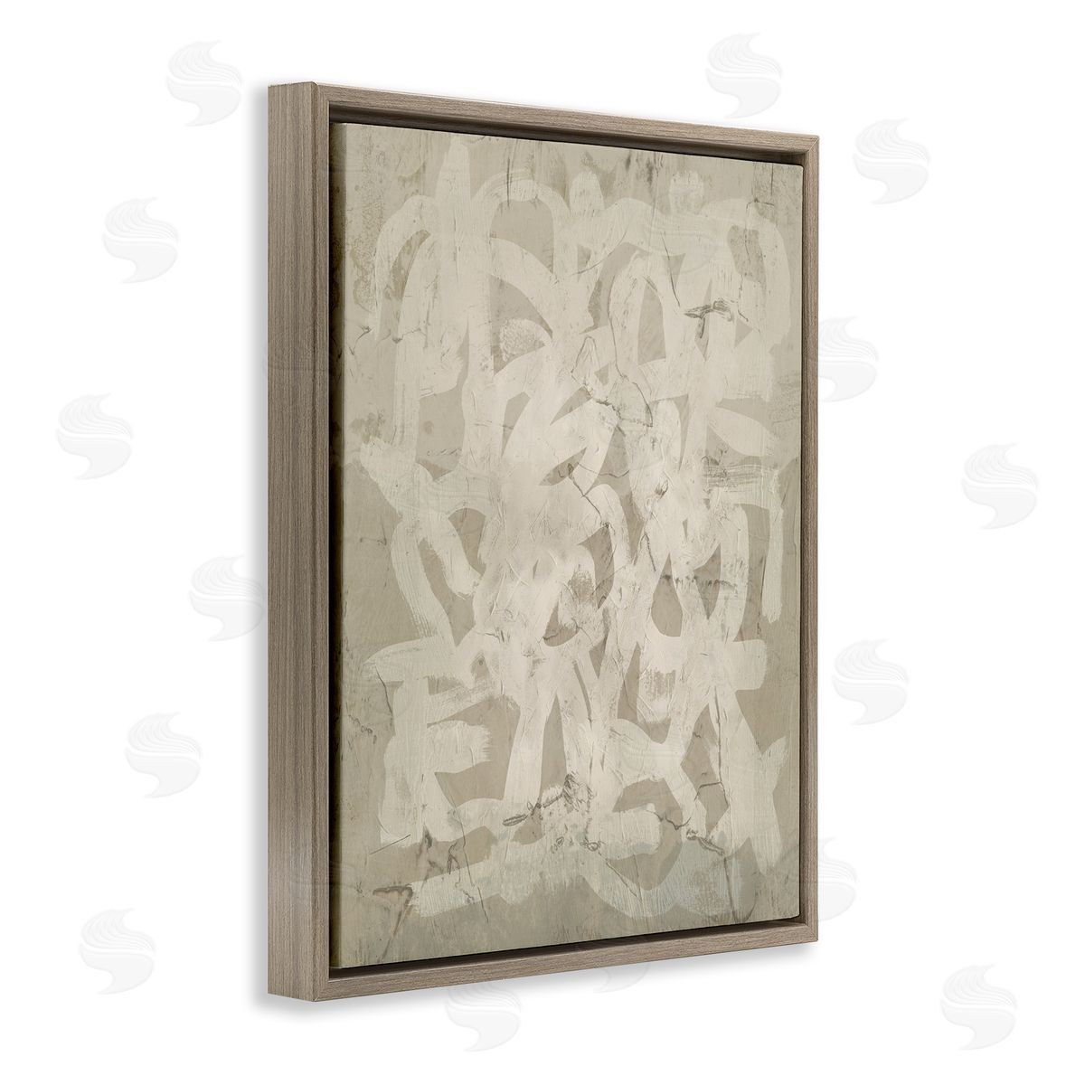 Neutral Chaotic Pattern Brown Floating Frame Canvas Wall Art, Home Decor by June Erica Vess