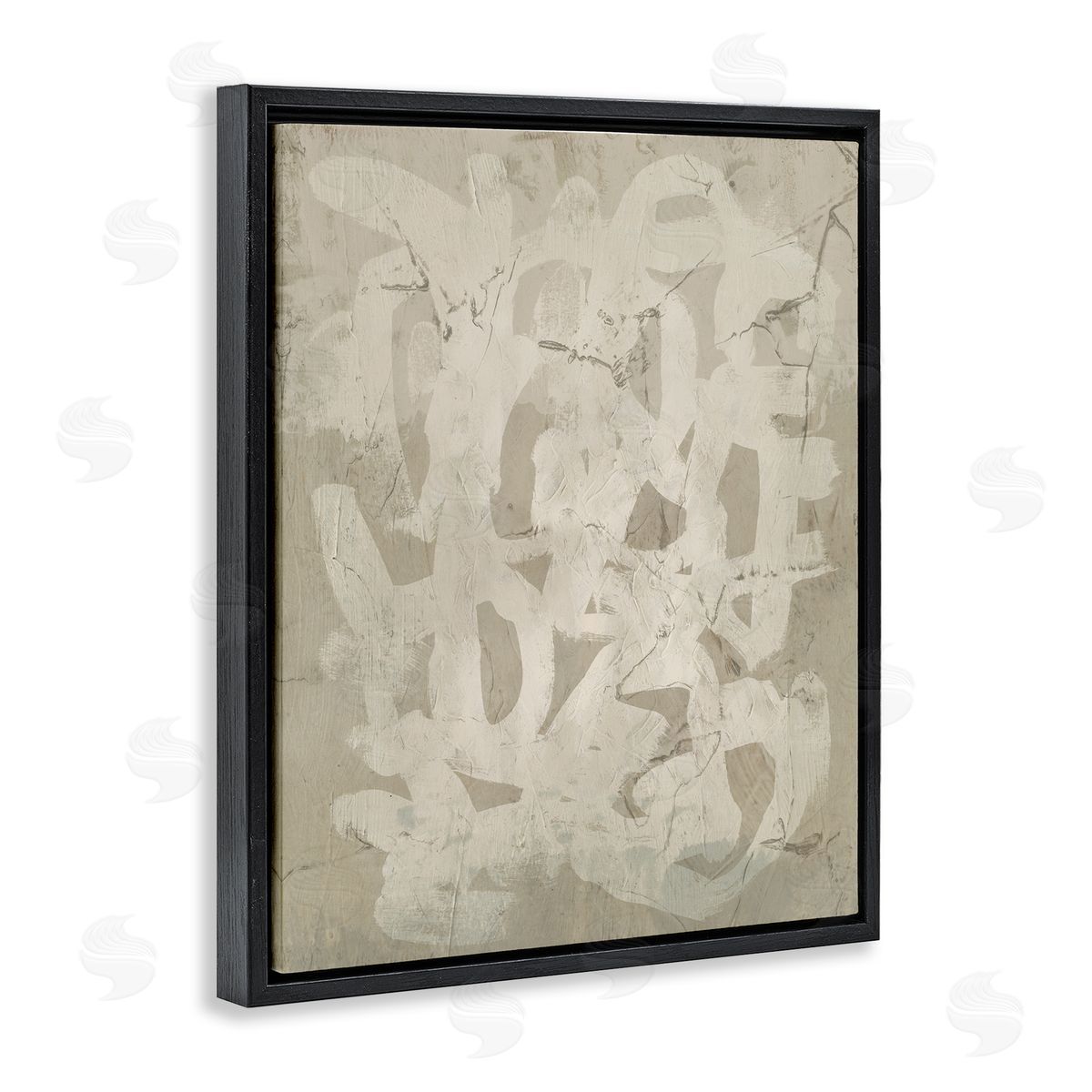 Neutral Scribble Pattern Black Floating Frame Canvas Wall Art, Home Decor by June Erica Vess