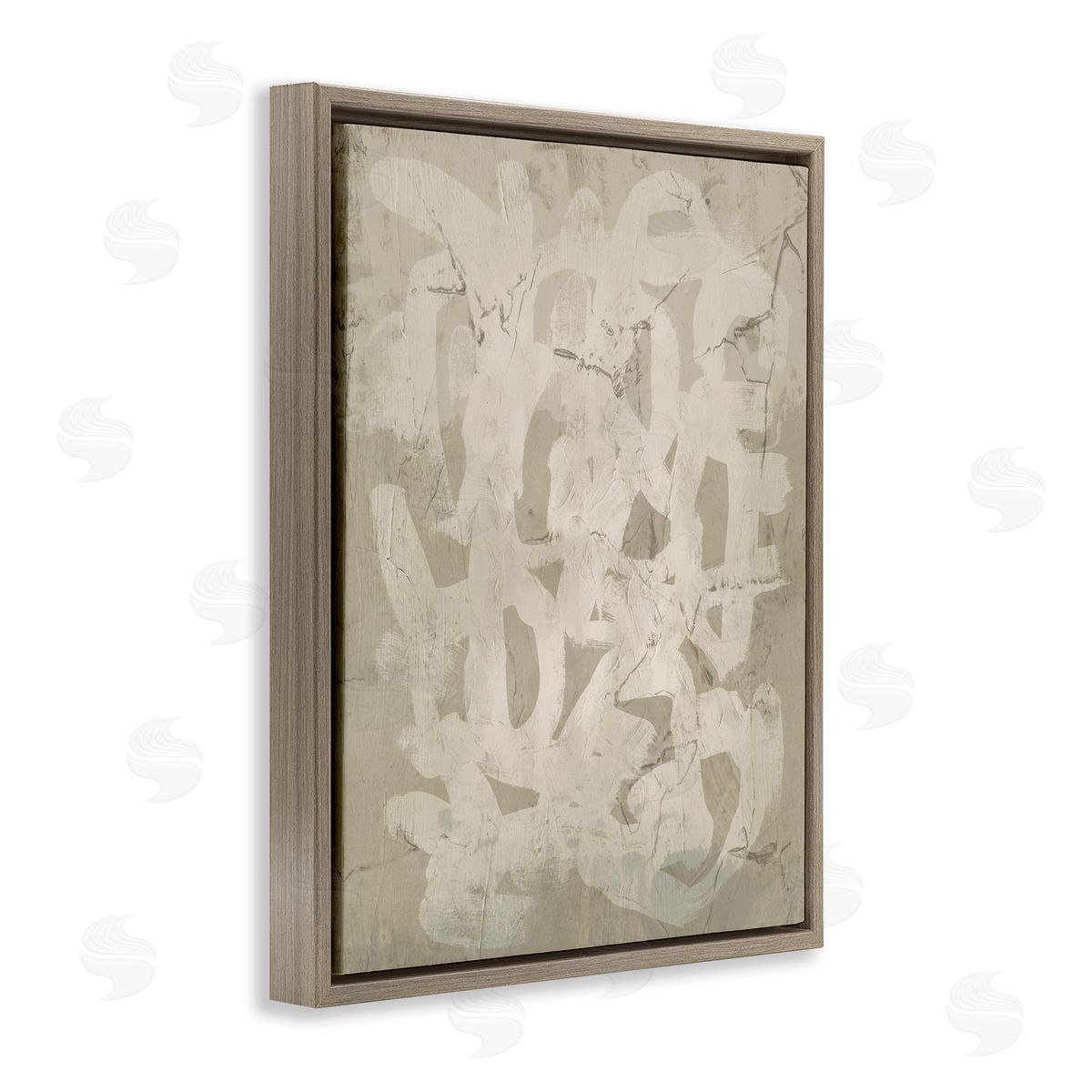 Neutral Scribble Pattern Brown Floating Frame Canvas Wall Art, Home Decor by June Erica Vess