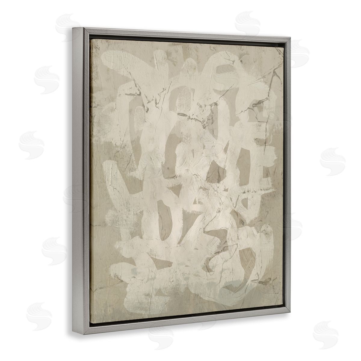 Neutral Scribble Pattern Grey Floating Frame Canvas Wall Art, Home Decor by June Erica Vess