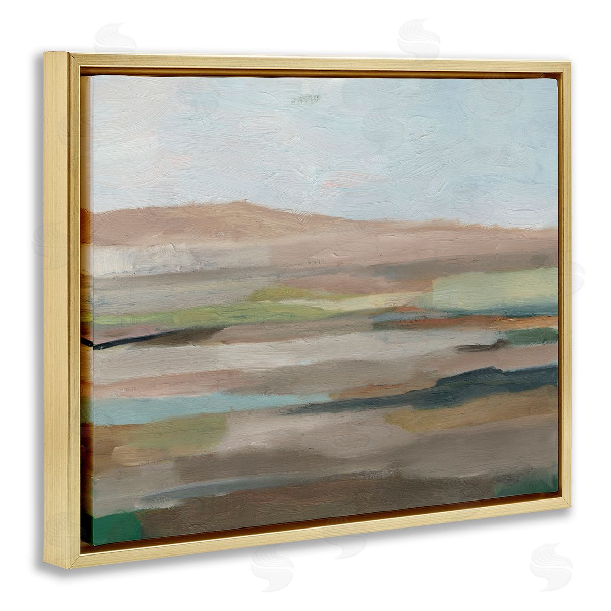 Scenic Desert Landscape Gold Floating Frame Canvas Wall Art, Home Decor by Ethan Harper