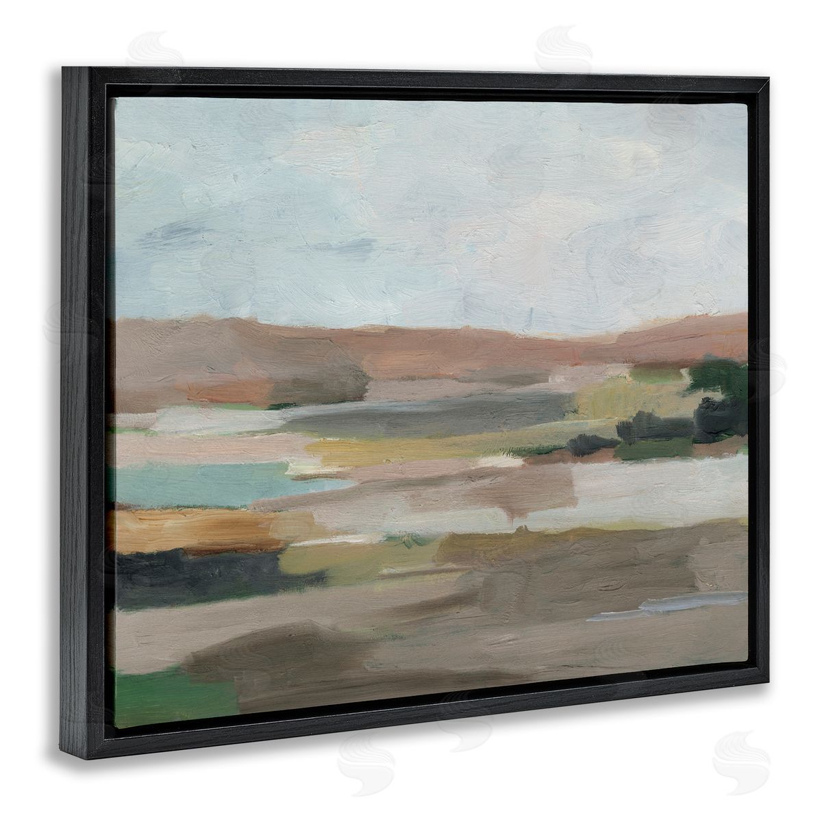 Neutral Desert Hills Black Floating Frame Canvas Wall Art, Home Decor by Ethan Harper