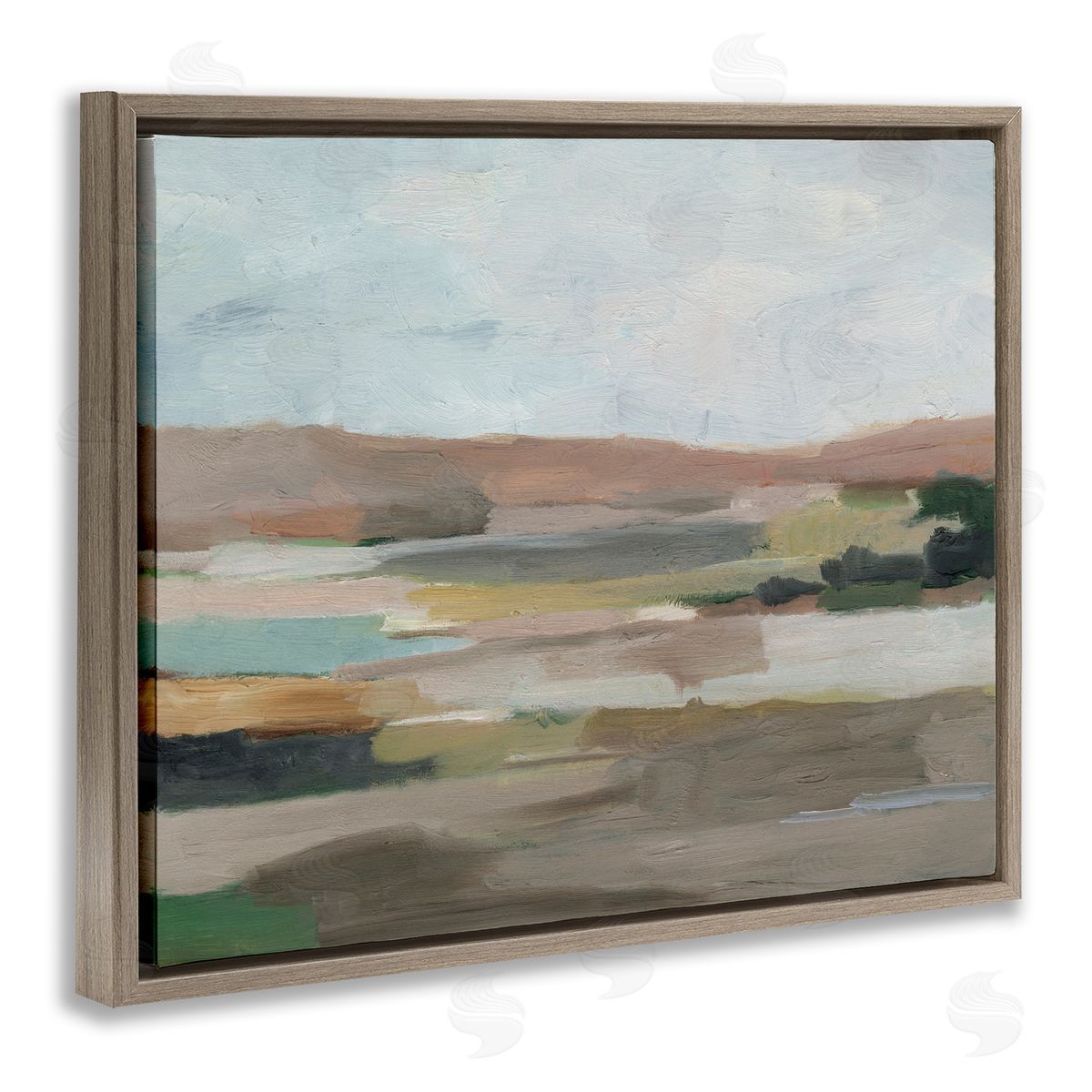 Neutral Desert Hills Brown Floating Frame Canvas Wall Art, Home Decor by Ethan Harper