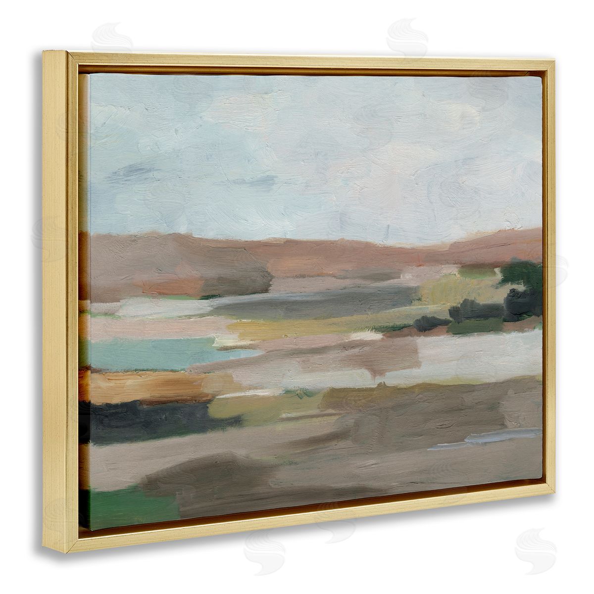 Neutral Desert Hills Gold Floating Frame Canvas Wall Art, Home Decor by Ethan Harper