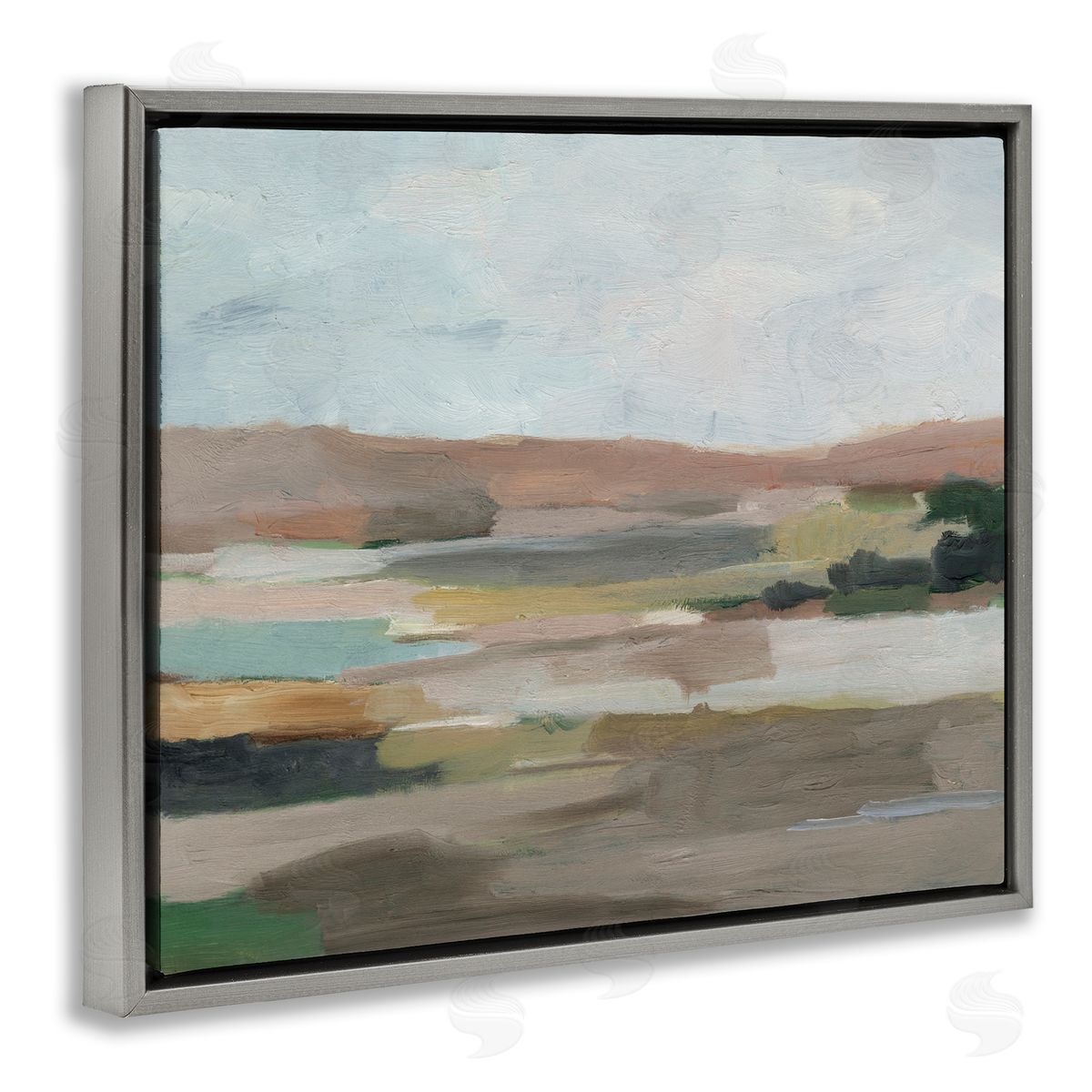 Neutral Desert Hills Grey Floating Frame Canvas Wall Art, Home Decor by Ethan Harper