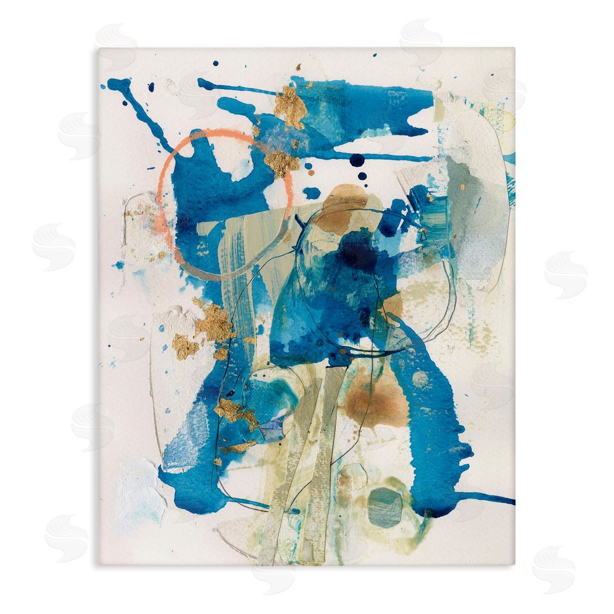 Blue Chaotic Splash Canvas Wall Art, Home Decor by Allison Ford