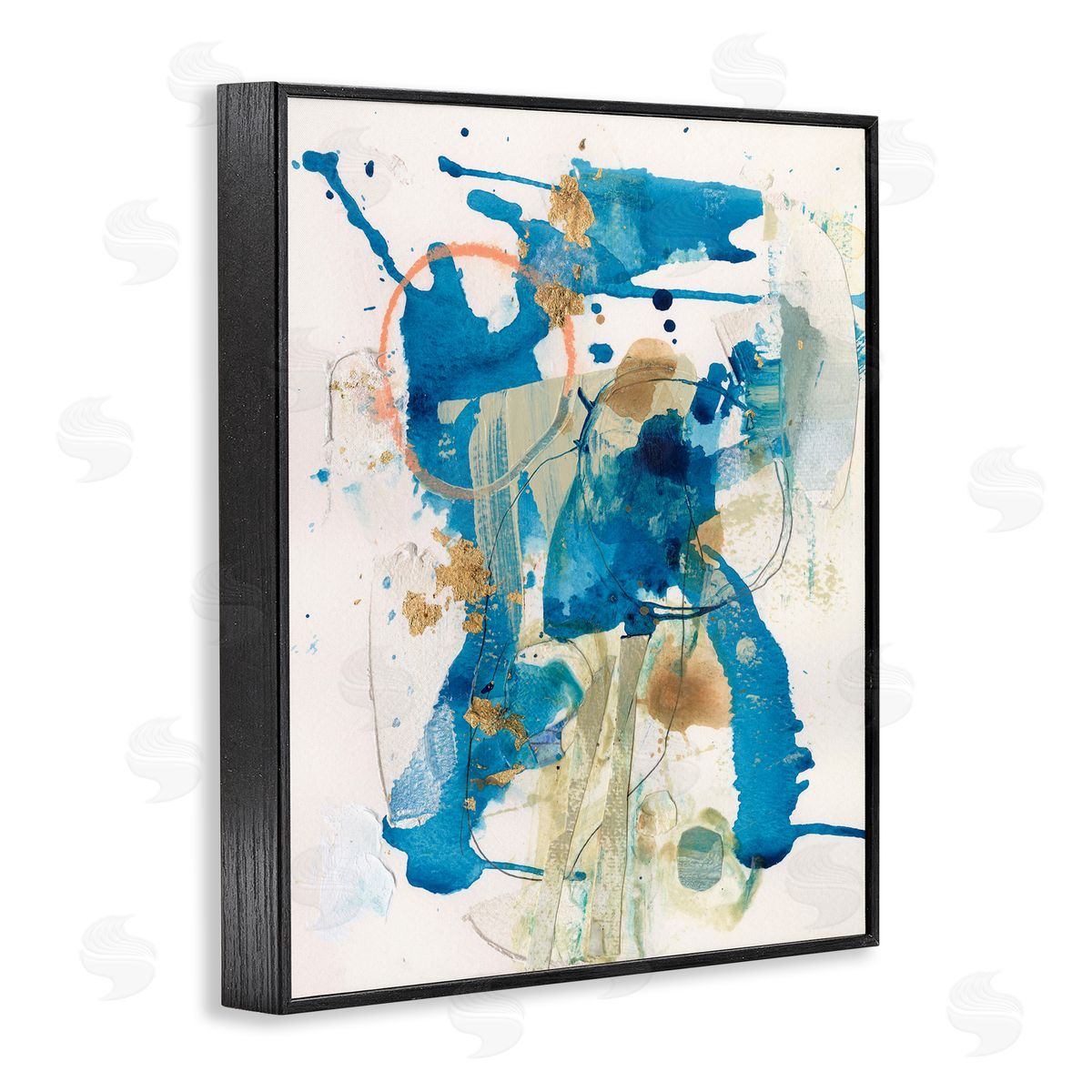 Blue Chaotic Splash Black Frame Print Wall Art, Home Decor by Allison Ford
